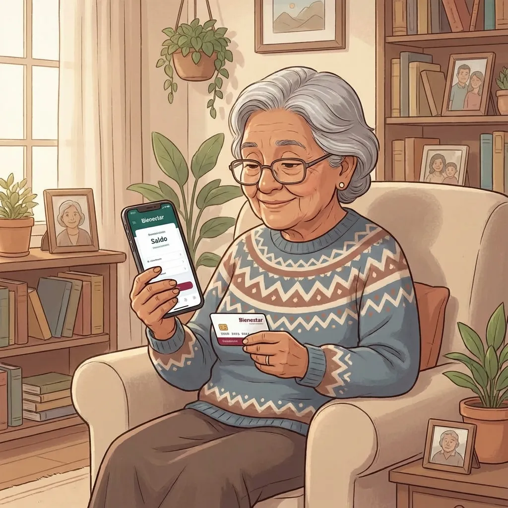 Persona mayor consultando saldo en app