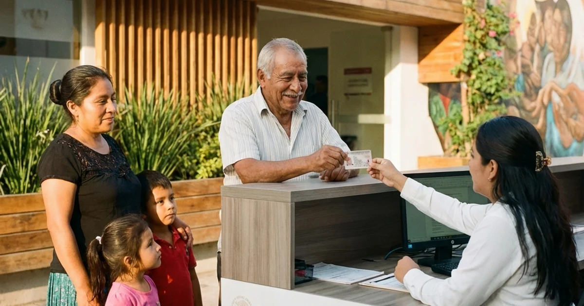 Familia registrándose en módulo