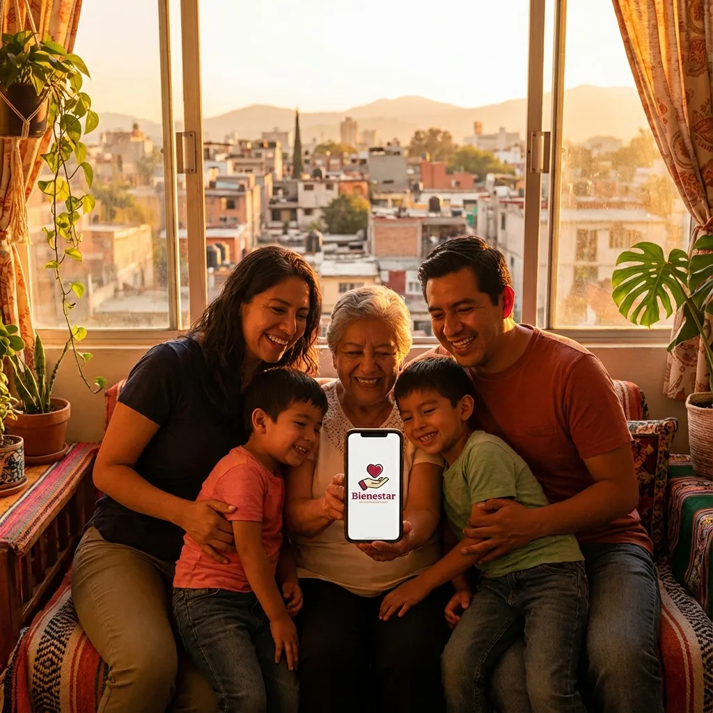 Familia consultando app Bienestar